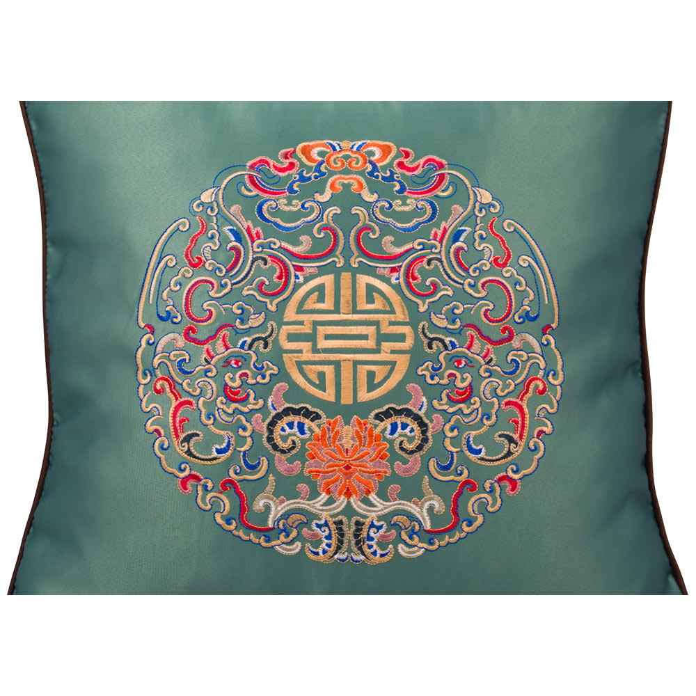 Sage Embroidered Longevity Motif Chinese Silk Pillow