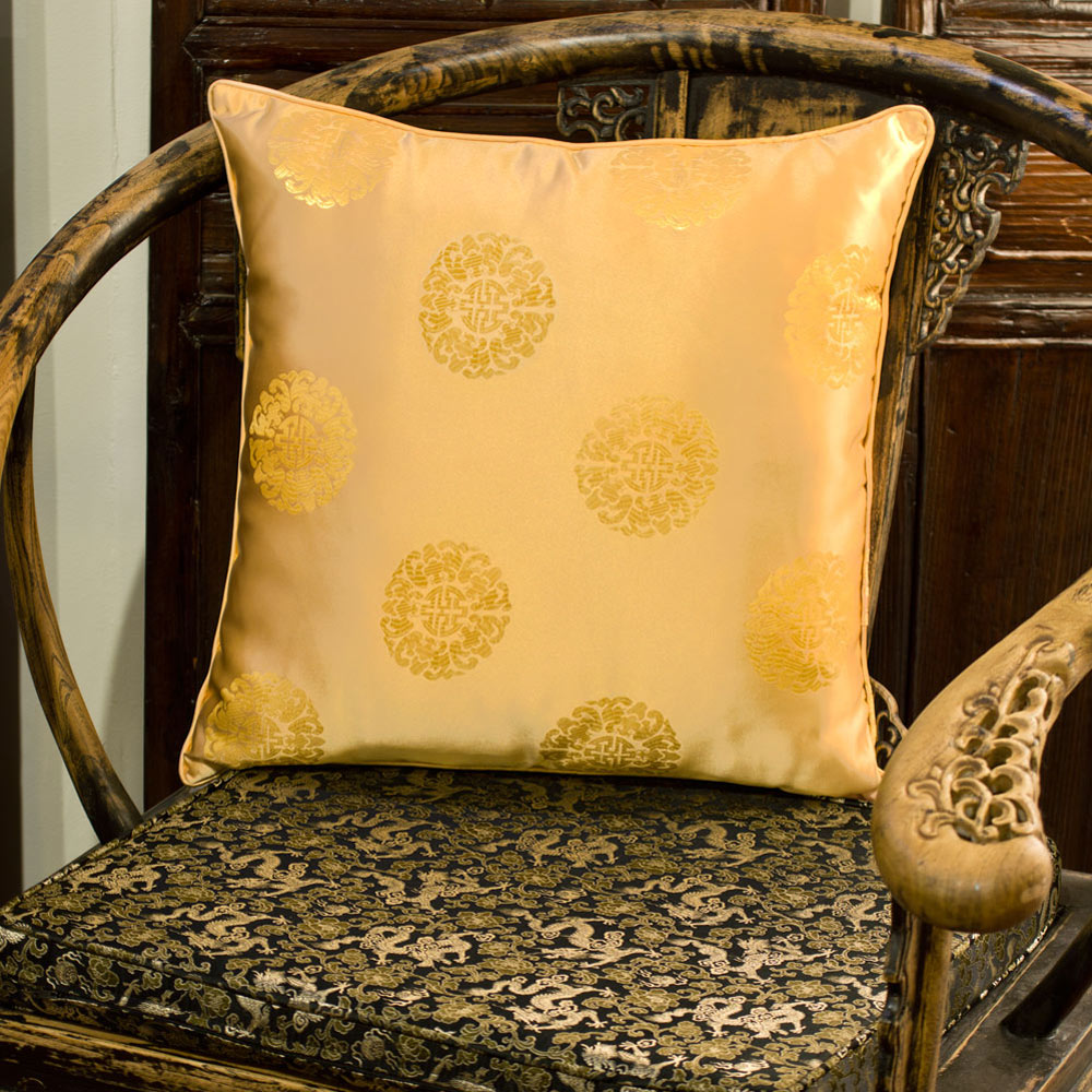 Gold Chinese Silk Pillow (#1)