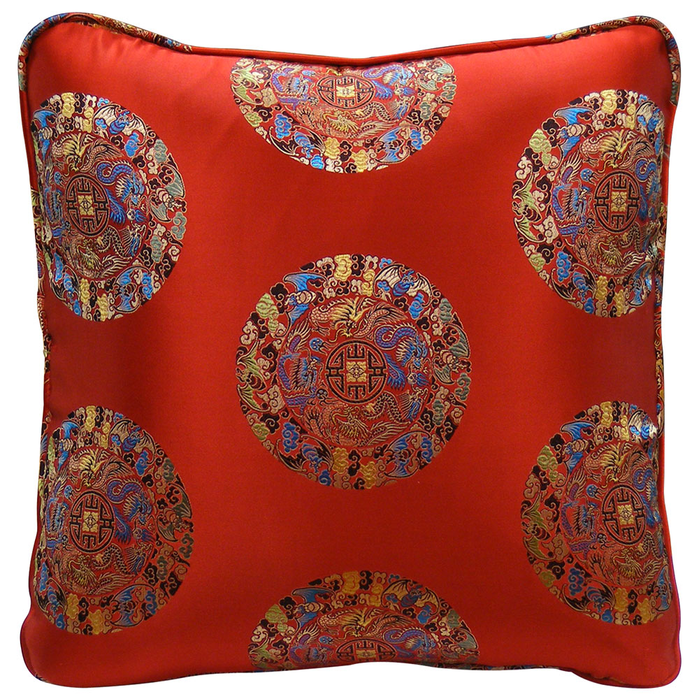 Red Chinese Silk Pillow (#36)