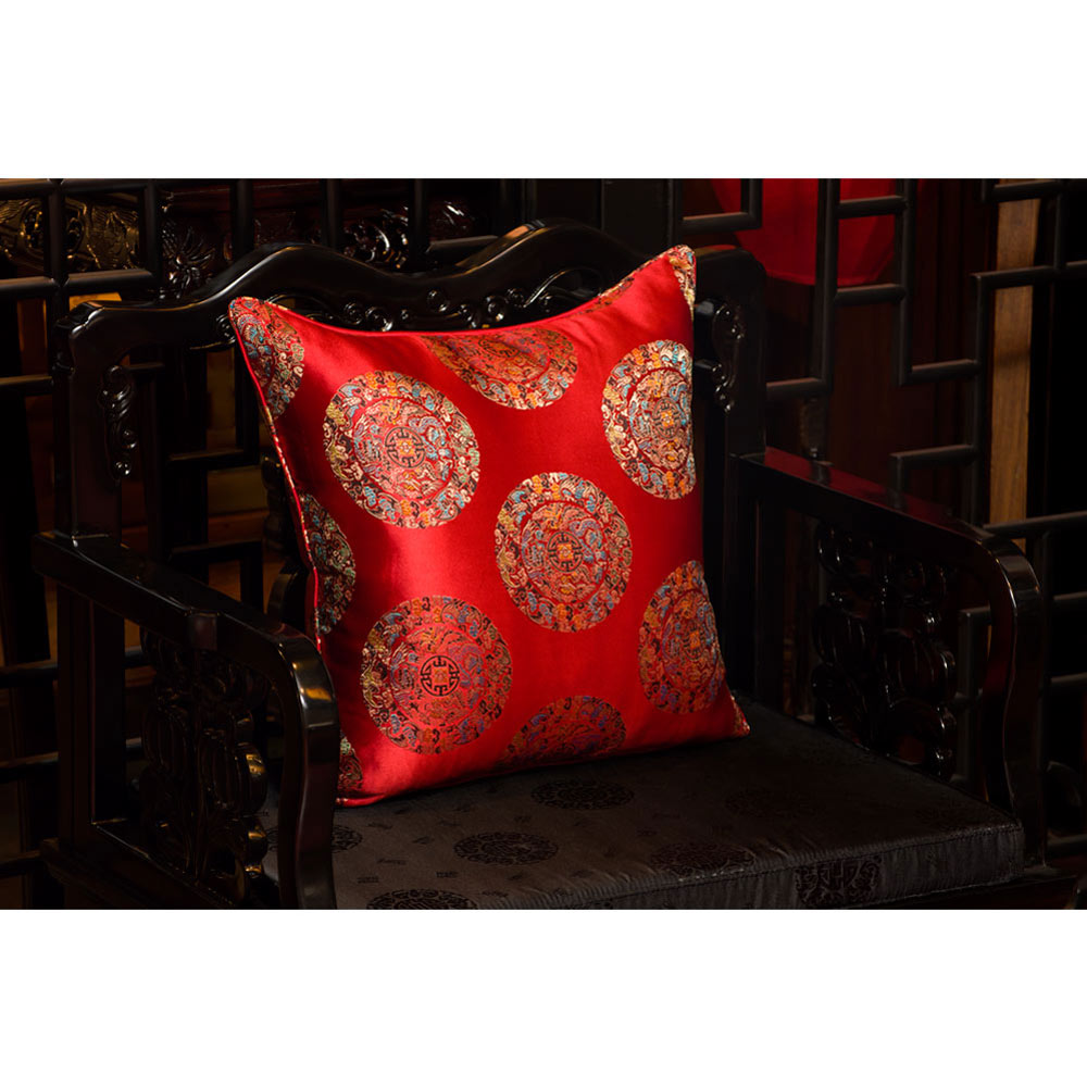 Red Chinese Silk Pillow (#36)