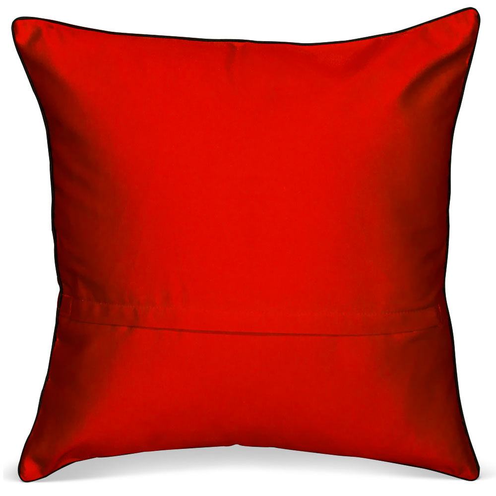 Red Pillow with Embroidered Black Chinese Longevity Motif