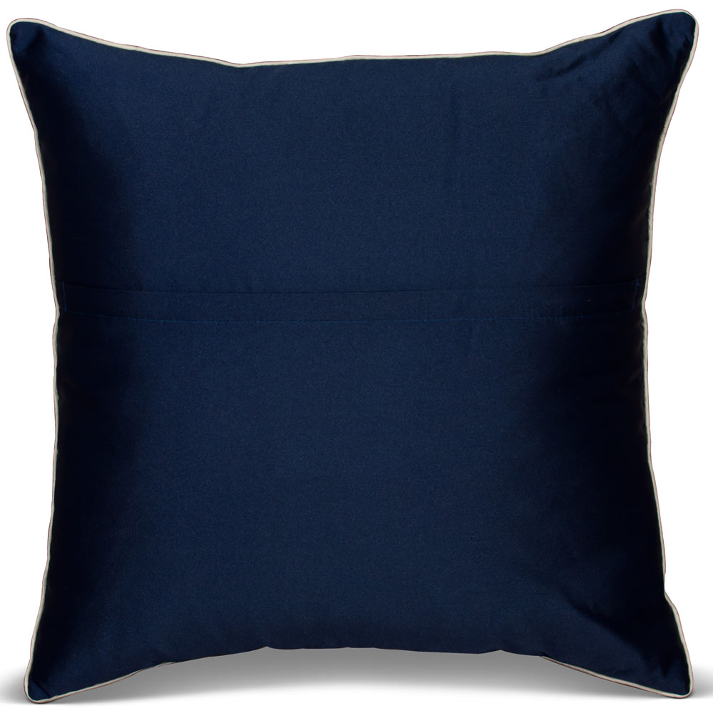 Midnight Blue Chinese Silk Longevity Pillow