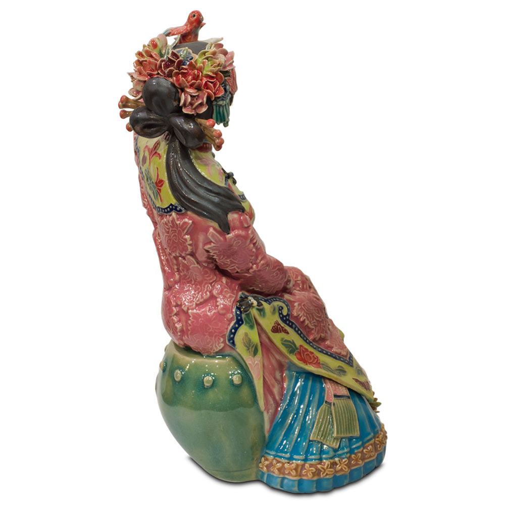 Chinese Porcelain Figurine, Lady with Bird