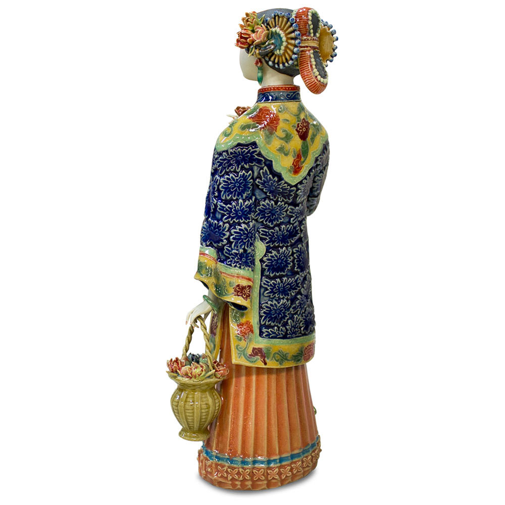 Chinese Porcelain Figurine, Lady with Flower Basket