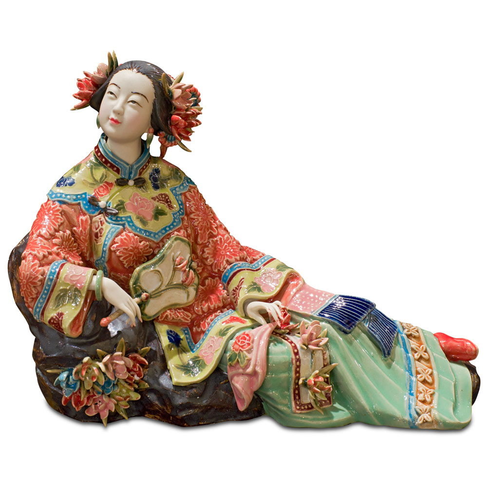 Chinese Porcelain Figurine, Qing Dynasty Lady in Spring Garment
