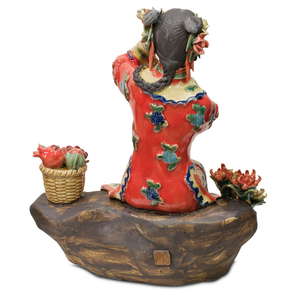 Chinese Porcelain Figurine, Shi Wan Lady in Red