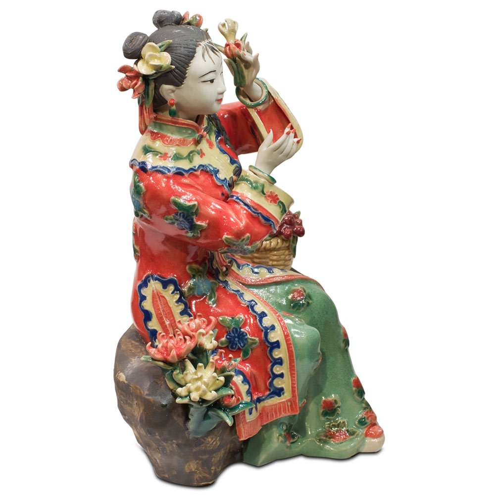 Chinese Porcelain Figurine, Shi Wan Lady in Red