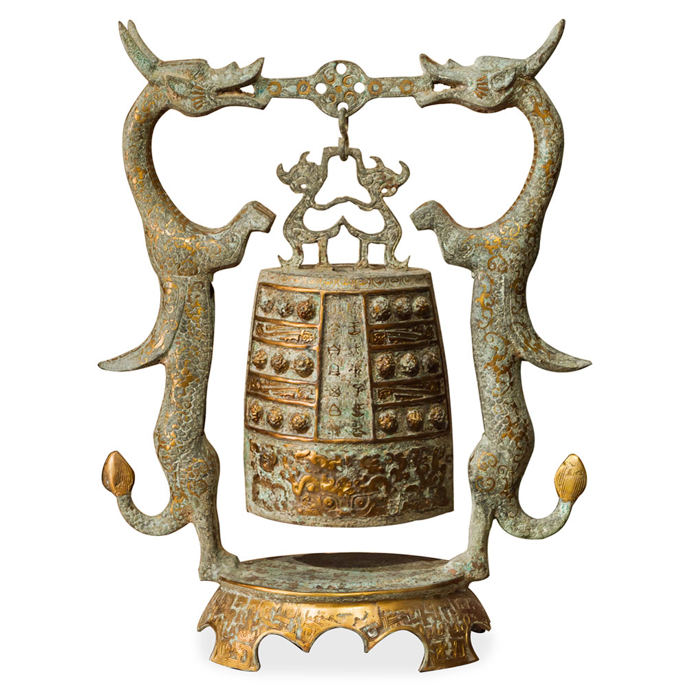 Replica Chinese Double Dragon Bronze Bell