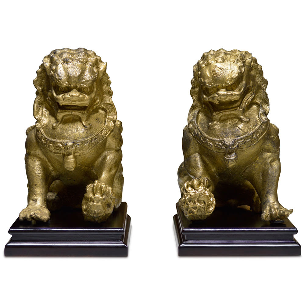 Chinese Temple Iron Foo Dog Set