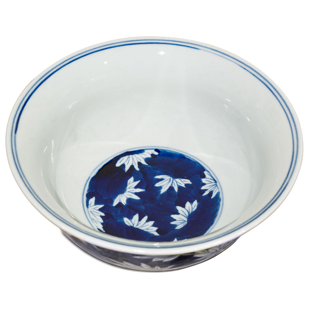 Blue and White Petite Bamboo Motif Porcelain Bowl