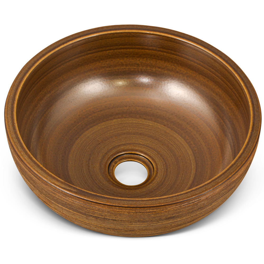 14in Sienna Textured Oriental Porcelain Basin