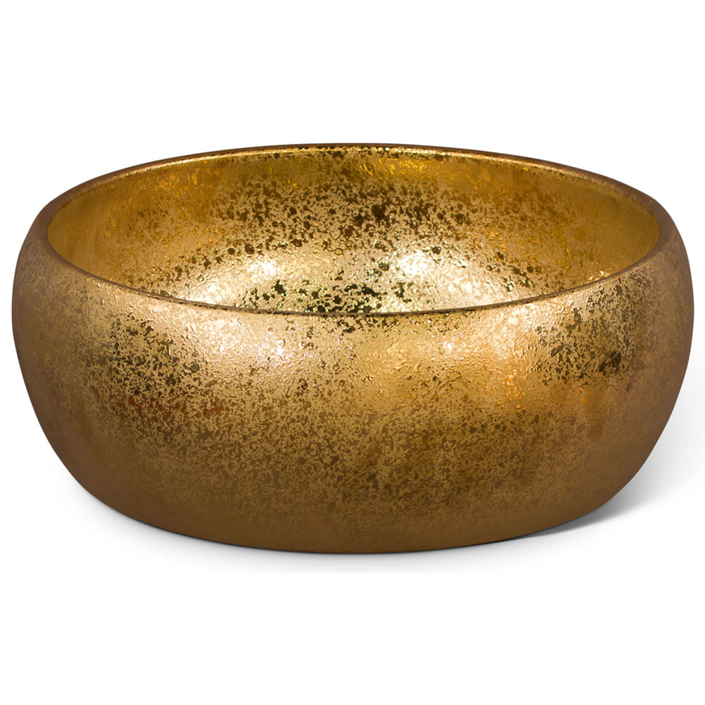 15in Gold Textured Oriental Porcelain Basin