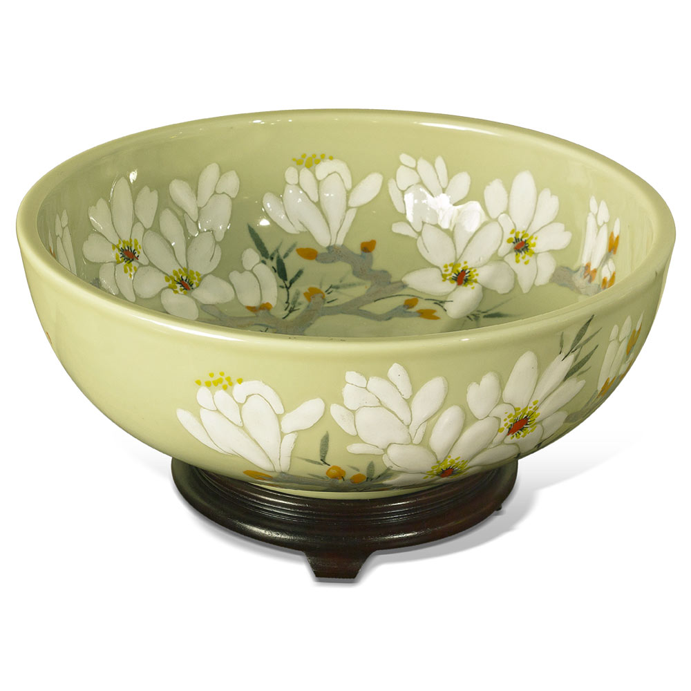 Porcelain Floral Motif Oriental Basin