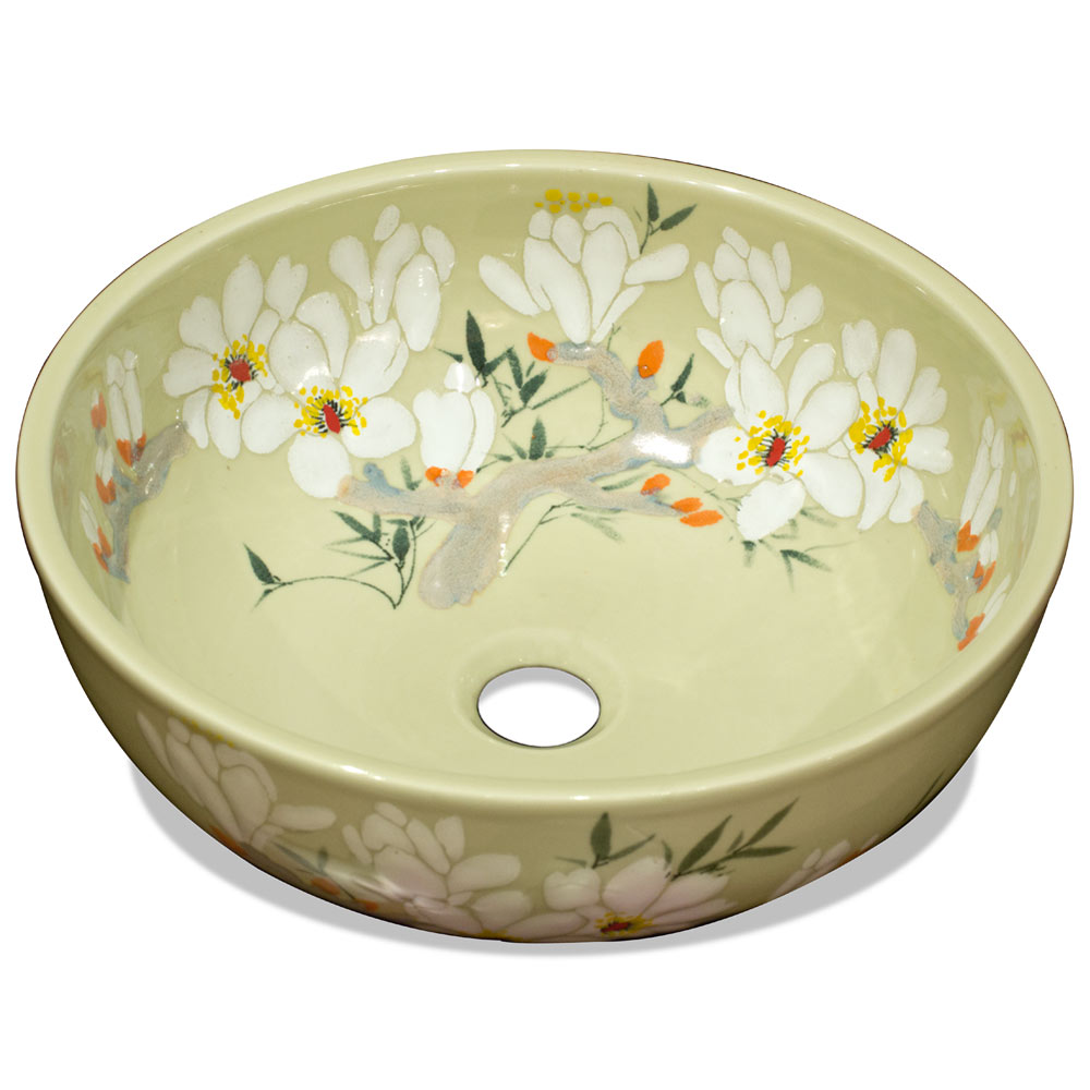Porcelain Floral Motif Oriental Basin
