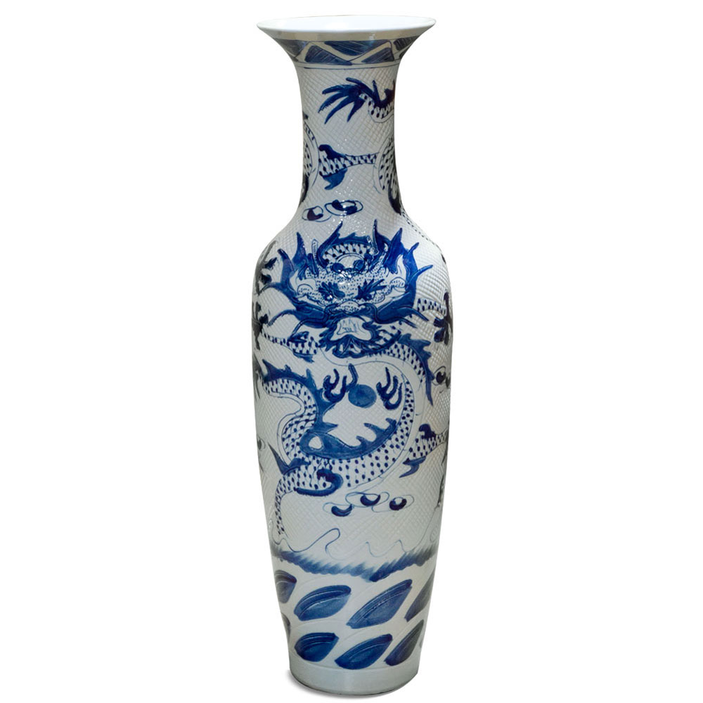 Blue and White Porcelain Jingdezhen Vase with Imperial Dragon