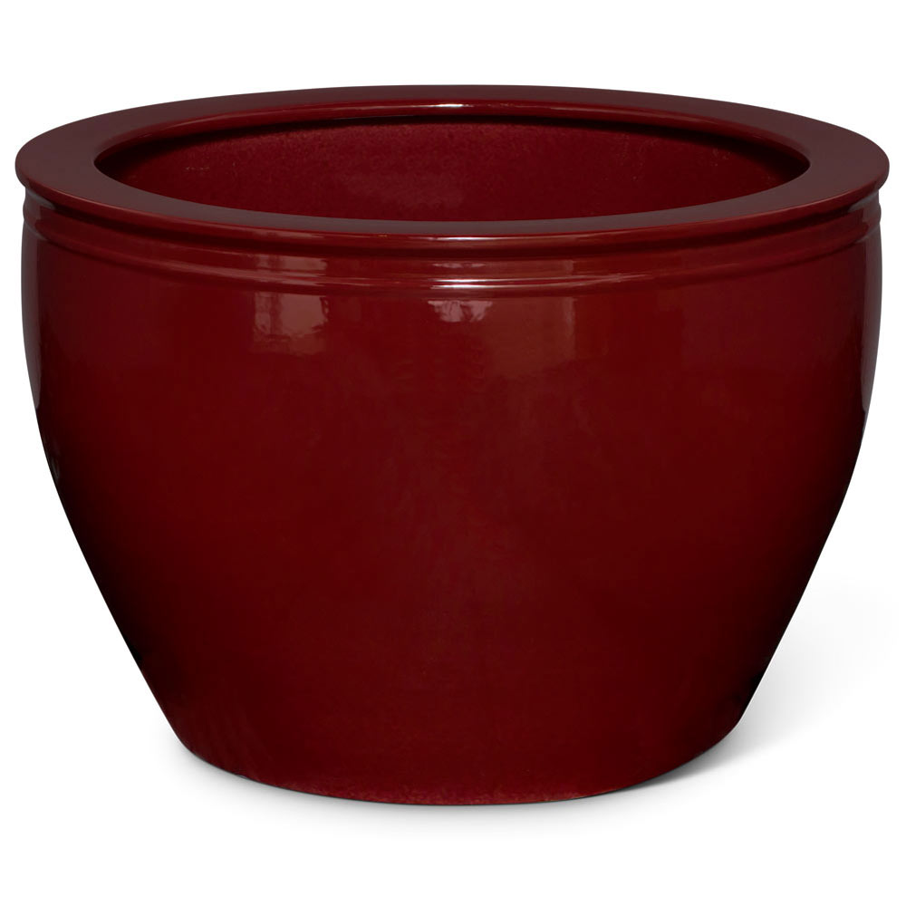 28in Handmade Maroon Red Chinese Fishbowl Planter