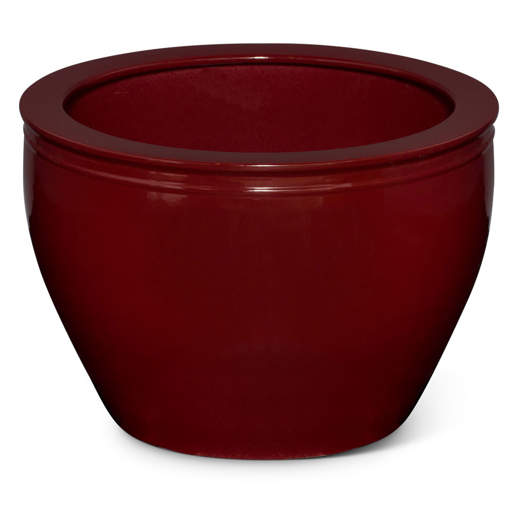 28in Handmade Maroon Red Chinese Fishbowl Planter