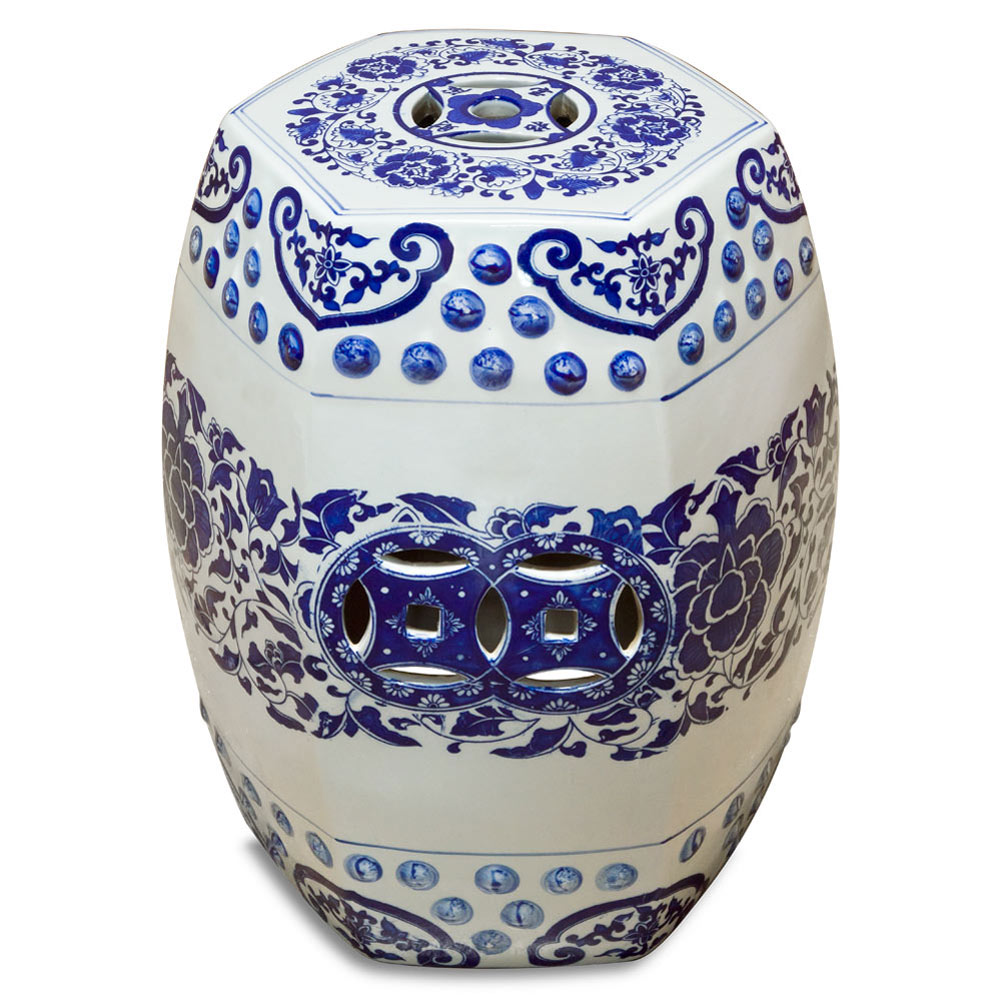 Blue and White Porcelain Garden Stool