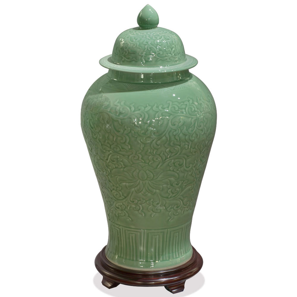 Pastel Green Porcelain Qingbai Imperial Chinese Ginger Jar