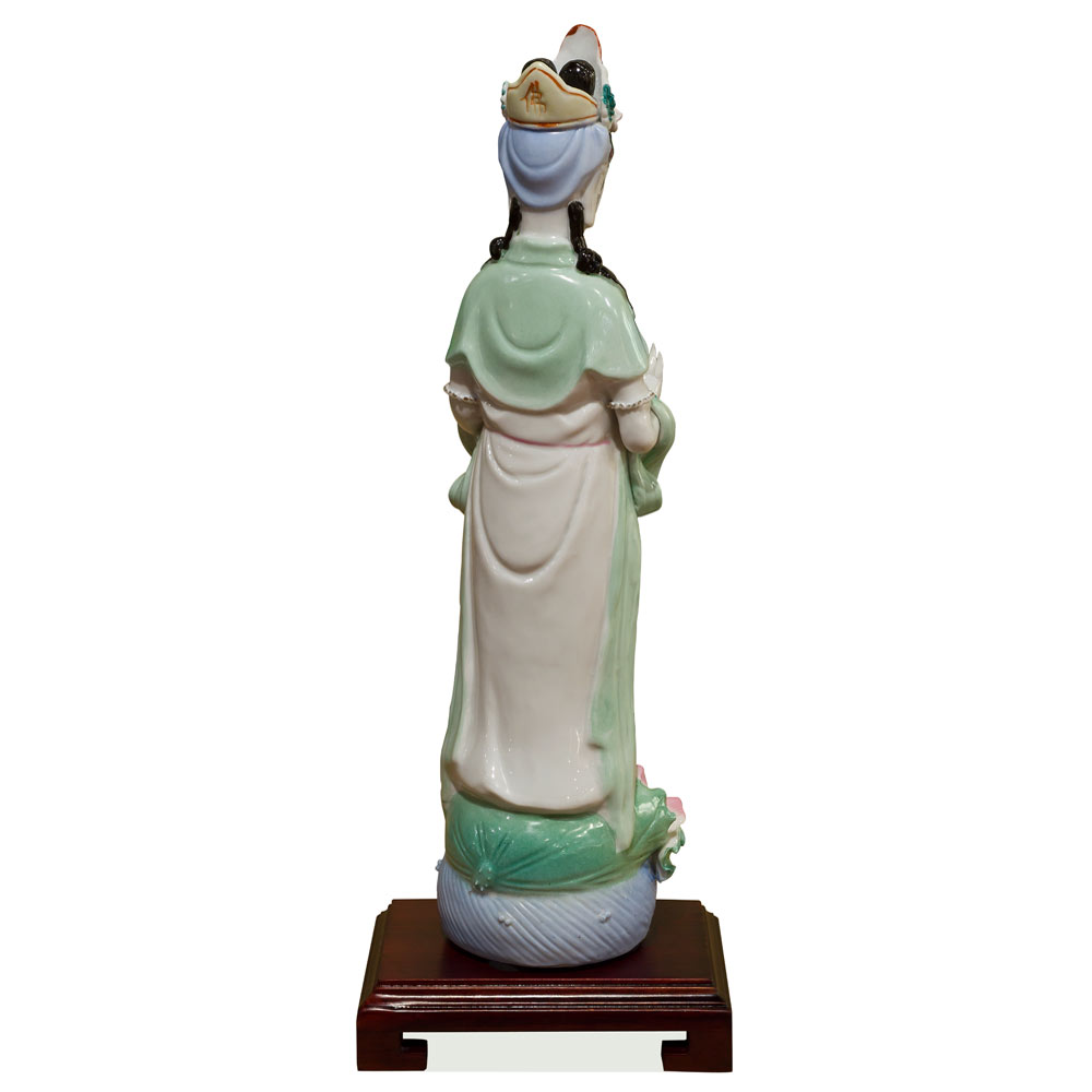 Porcelain Asian Figurine, Guanyin Holding Jewel