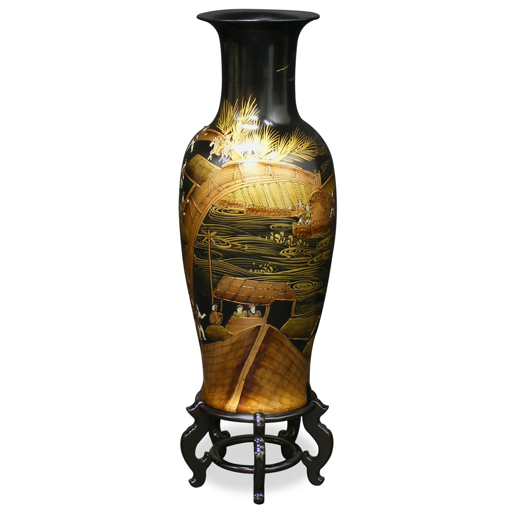 36in Chinoiserie Scenery Design Porcelain Vase