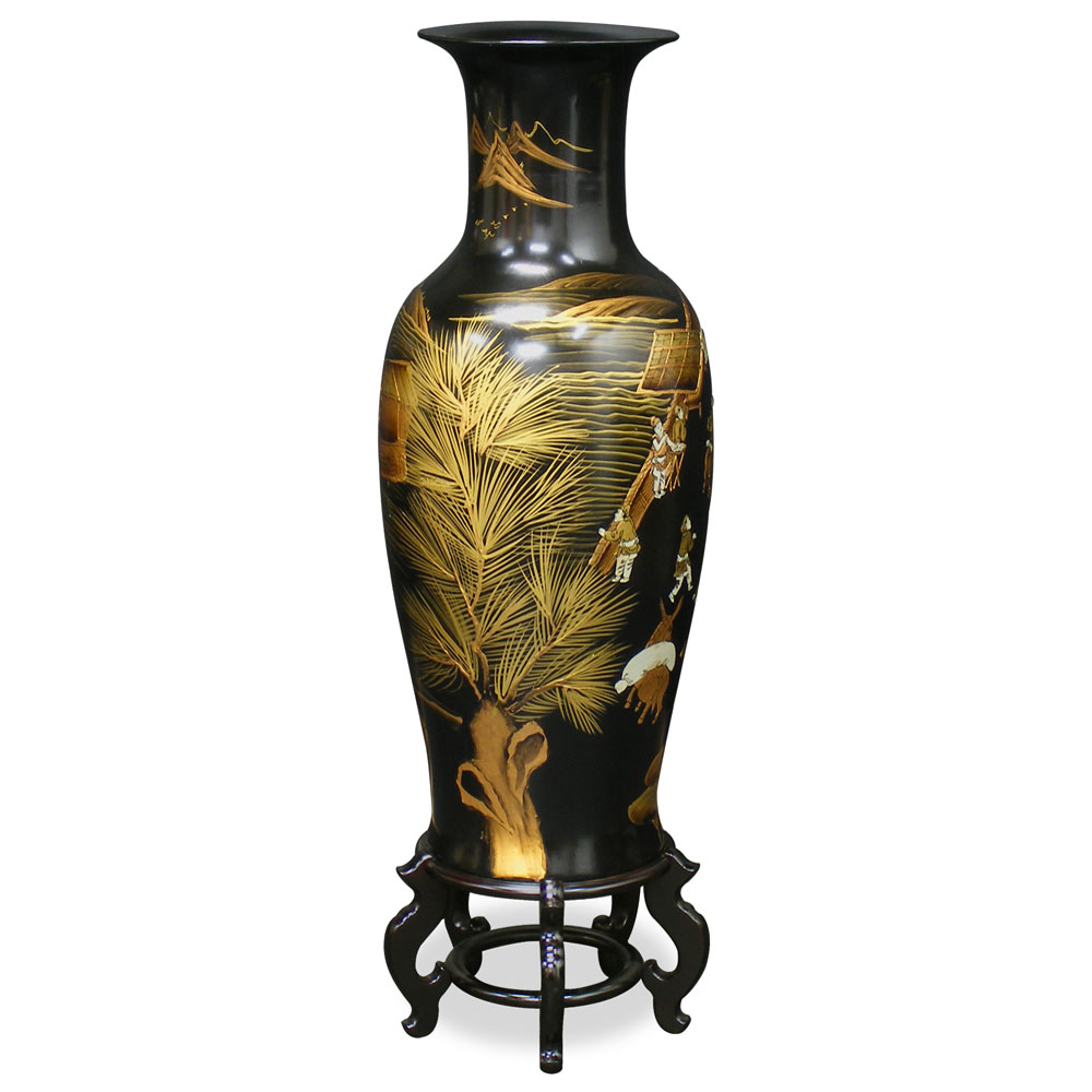 36in Chinoiserie Scenery Design Porcelain Vase