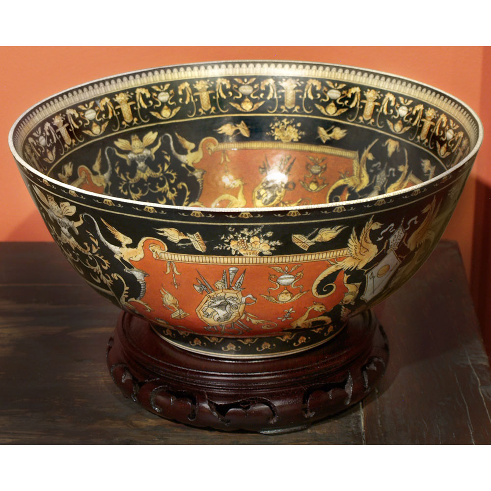 12 Inch Renaissance Porcelain Asian Bowl