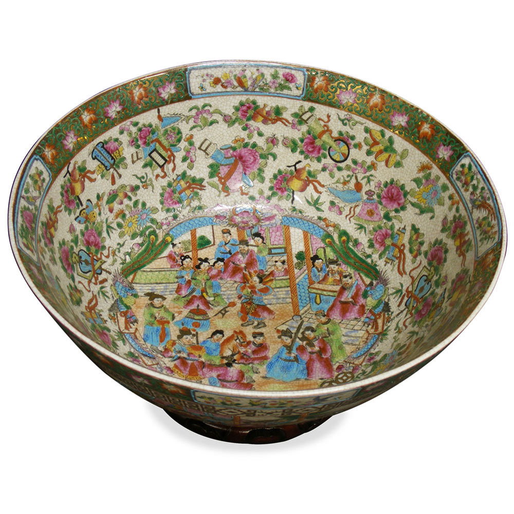 12 Inch Chinese Rose Medallion Porcelain Bowl