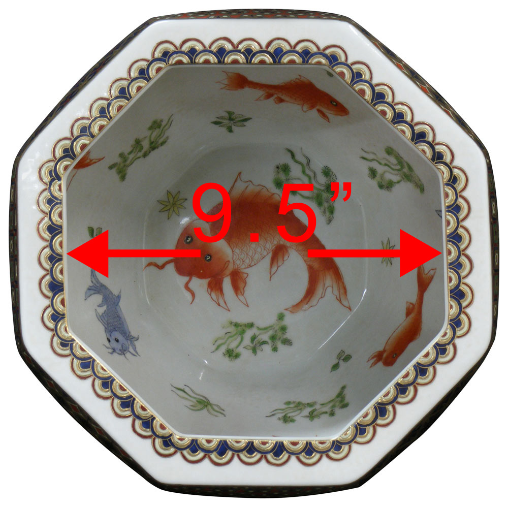 12 Inch Gilded Porcelain Yosegi Japanese Fishbowl Planter