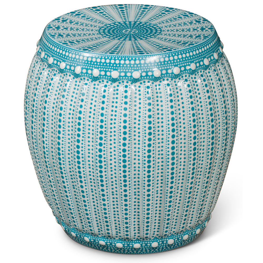 Cerulean Pulse Oversized Chinese Porcelain Garden Stool
