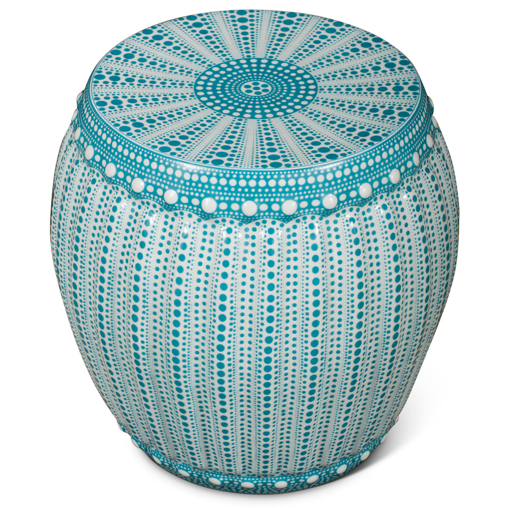 Cerulean Pulse Oversized Chinese Porcelain Garden Stool