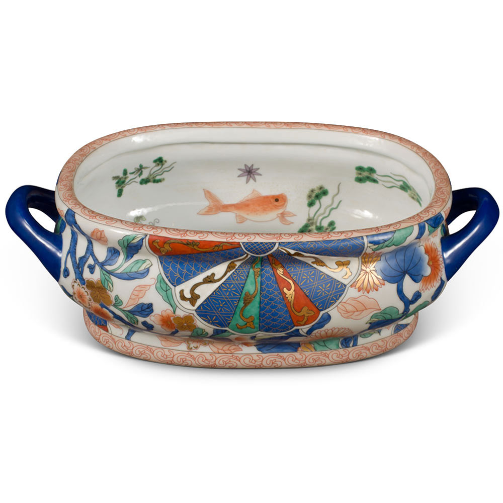 Japanese Imari Motif Chinese Porcelain Footbath Planter