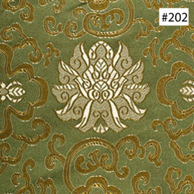 Golden Lotus Damask Motif Tea Green Silk Dining Chair Cushion (#202)