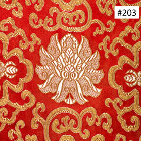 Golden Lotus Damask Motif Red Dining Chair Silk Cushion (#203)