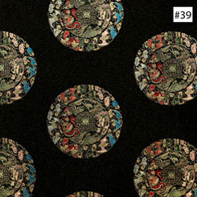 Chinese Imperial Dragon Design Black Silk Fabric (#39)