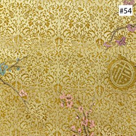 Plum Flower Design Gold Silk Fabric (#54)