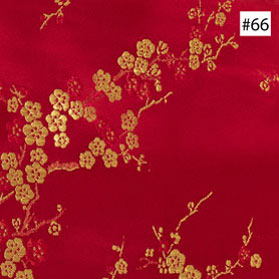 Cherry Blossom Design Red and Gold Silk Fabric (#66)