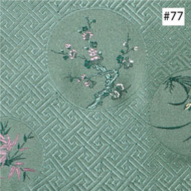 Four-Season Flower Design Teal Green Silk Fabric (#77)