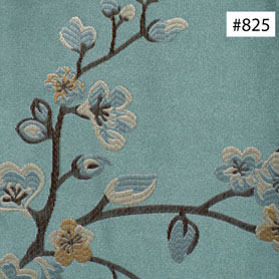 Turkish Blue Chinese Plum Flower Motif Silk Dining Chair Cushion (#825)