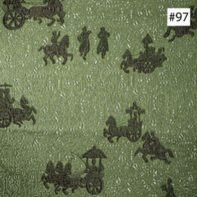 Dark Green Chariot Scenery Motif Green Monk Chair Silk Cushion (#97)