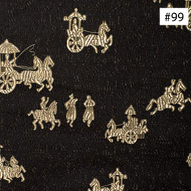 Gold Chariot Scenery Motif Black Monk Chair Silk Cushion (#99)