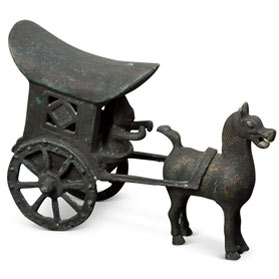 Bronze Palace Horse Pull Carriage Asian Sculpture