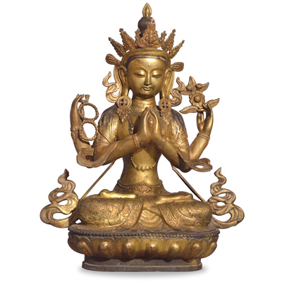 Bronze Tibetan Sitting Buddha Statue