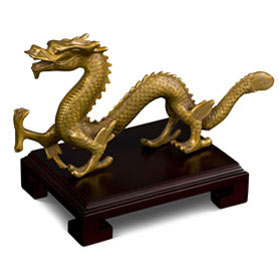 Bronze Plated Prosperity Dragon Asian Figurine