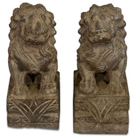 10 Inch Stone Chinese Foo Dog Statue Set