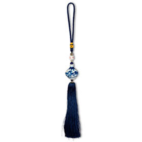 Blue & White Porcelain Chinese Hanging Gourd Tassel
