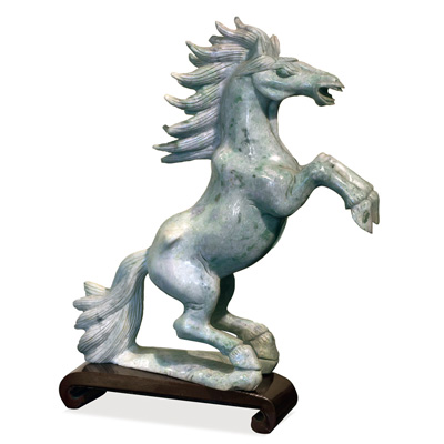 Chinese Jade Rearing Horse Sculpture
