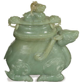 Chinese Jade Mythical Bull Incense Burner Pot