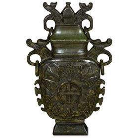 Hand Carved Longevity Motif Chinese Jade Imperial Vase