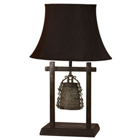 Bronze Bell Asian Table Lamp Display